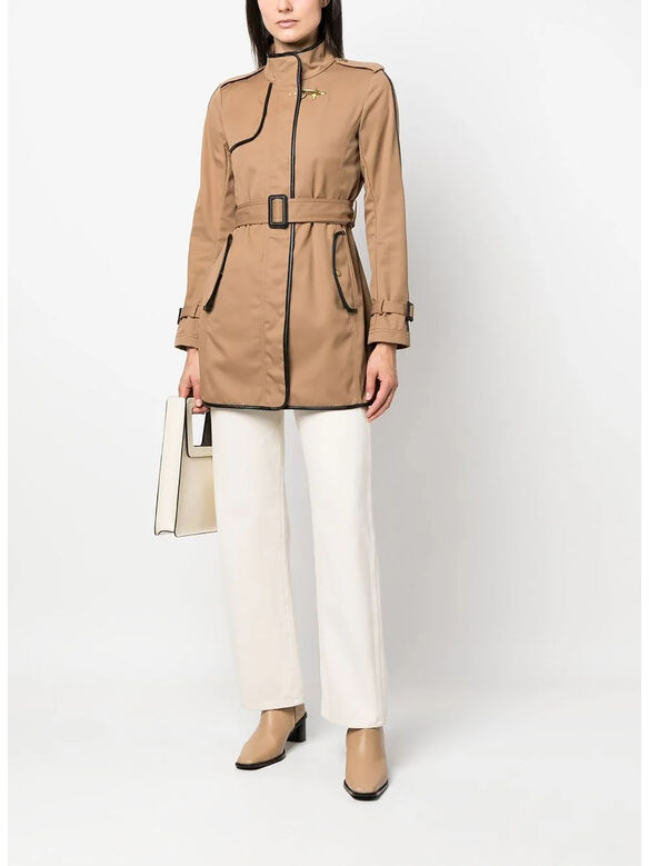 TRENCH CON DETTAGLI IN PELLE SINTETICA, HJS 011, medium