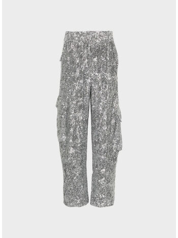 PANTALONE CARGO SEQUINS, SILVER, small