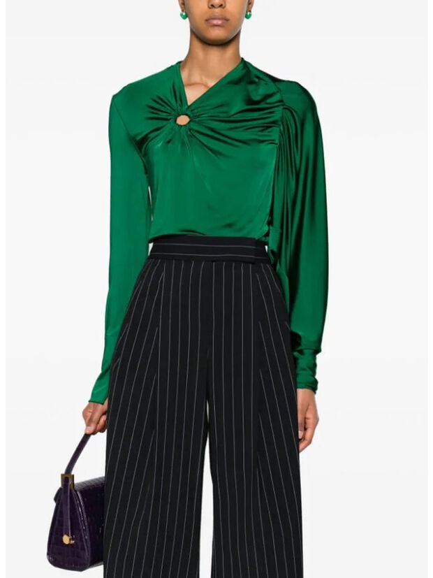 CAMICIA GATHERED CIRCLE DETAIL, 8685 VIRIDIAN, large