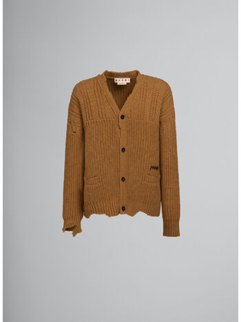CARDIGAN IN LANA VERGINE CON FONDO EFFETTO ROVINATO, 00Y56, small