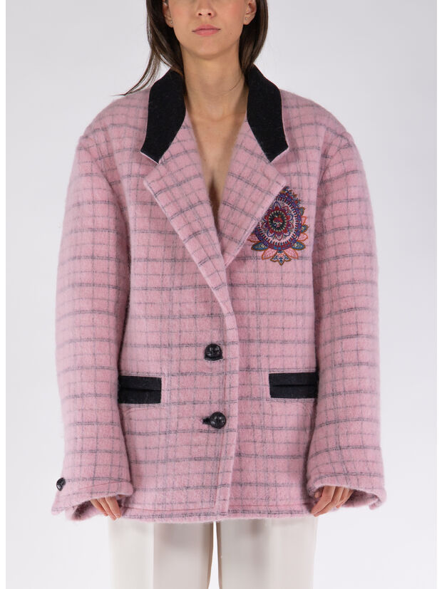 GIACCONE CHECK CON RICAMI, 650, large