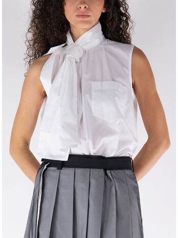 ABITO SMANICATO CON GONNA A PIEGHE, 152 OFF WHITE/BLACK, small
