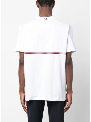 T-SHIRT SHORT SLEEVE TEE W/ RWB STRIPE, 100 WHITE, small