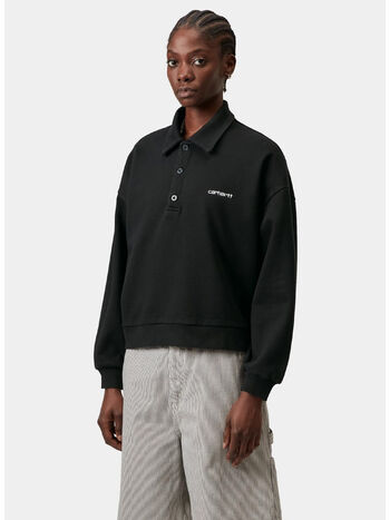 FELPA BRENTA POLO, 0D260 Black / White, heavy stone wash, small