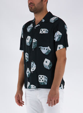 CAMICIA DICE PATTERN, BLACK, small