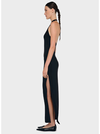 ABITO HALTER LONG SIDE SLIT, BLACK BLACK, small