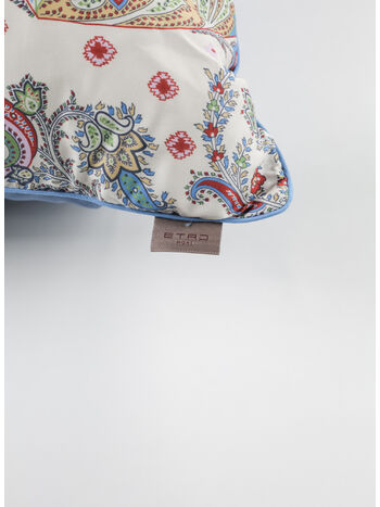 CUSCINO IN COTONE CON STAMPA PAISLEY, 990 WHITE, small