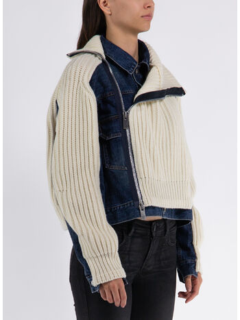 GIUBBOTTO DENIM x KNIT BLOUSON, , small