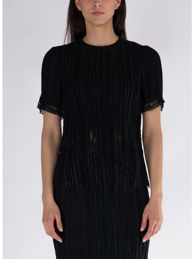 CAMICIA PLISSETTATO, BLK, large