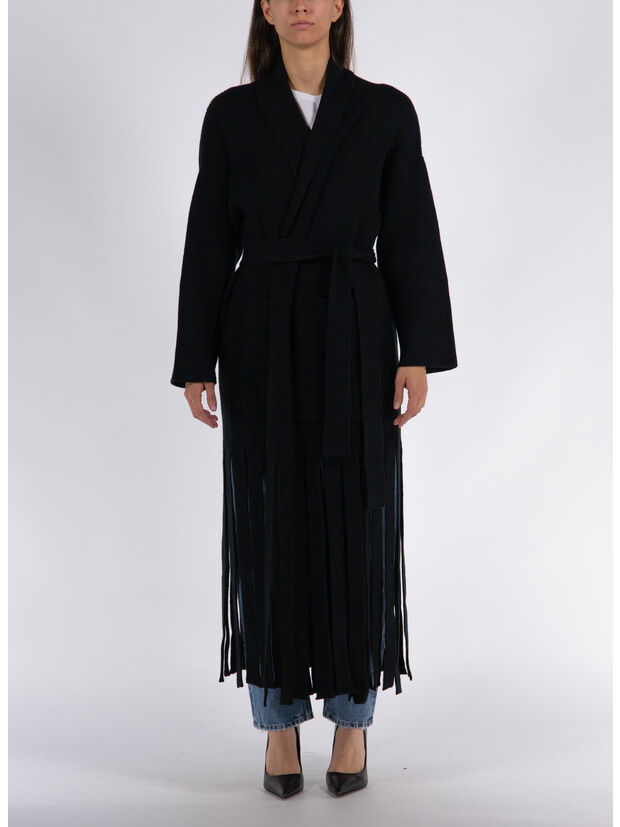 CAPPOTTO MAXI FRINGES, 1000 BLACK, large
