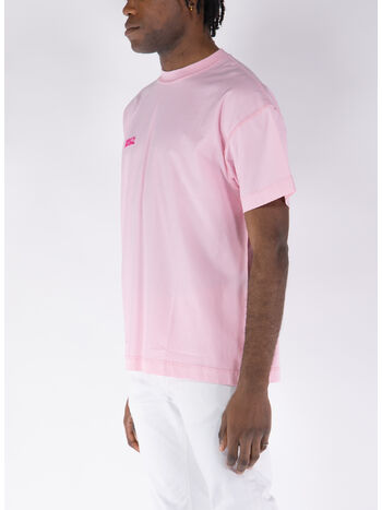 T-SHIRT INSIDE-OUT EMBROIDERED LOGO, BABY PINK/HOT PINK, small