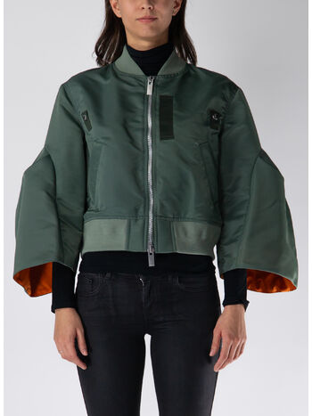 GIUBBOTTO BOMBER CON MANICHE A SBUFFO, 501 KHAKI, small