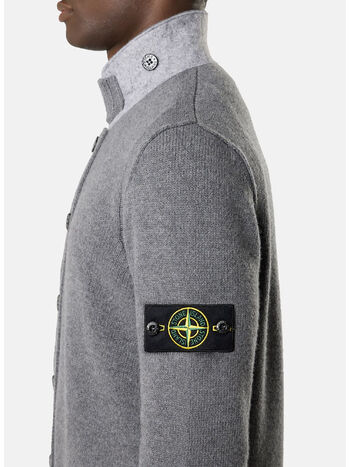 MAGLIONE LAMBWOOL CON BOTTONI E DETTAGLI IN FELTRO, V0M6B CEMENT MELANGE, small