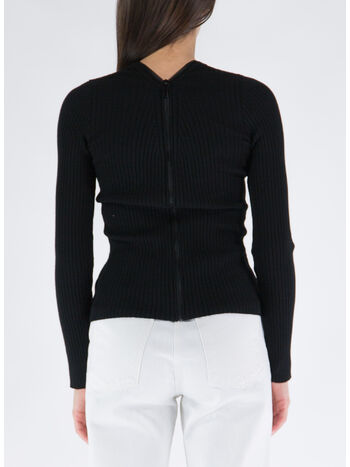 CARDIGAN RIB KNIT EXTRA ZIP, BLACK, small