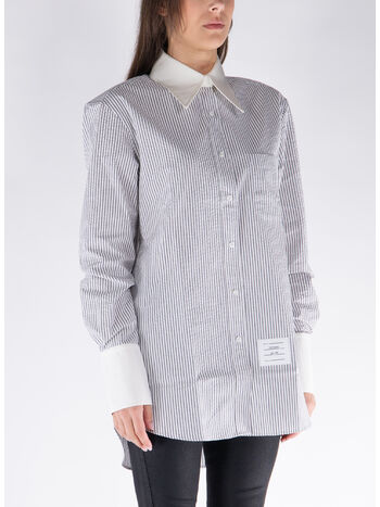 CAMICIA A RIGHE CON COLLO A PUNTA INGRANDITO, 035 MED GREY, small