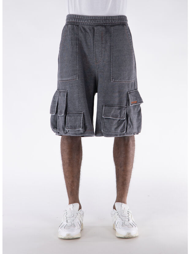 SHORTS CARGO DENIM-LIKE, BLACK, large