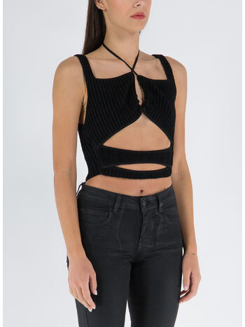 TOP RIBBED KNIT VELVET CUT-OUT, 004 BLACK, small
