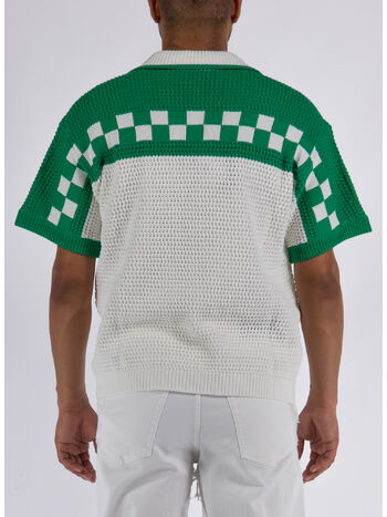 CAMICIA FAUX CROCHET, 02 WHITE/ GREEN, small