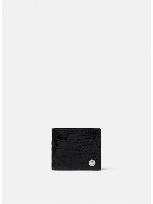 PORTAFOGLIO BI-FOLD WALLET CALF EMOSSING CRO, 1B00P BLACK PALLADIUM, medium