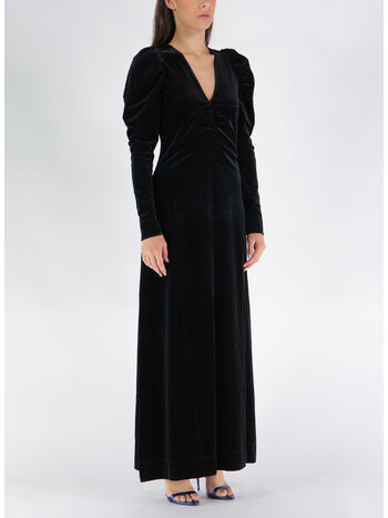 ABITO LUNGO VELVET JERSEY, 099 BLACK, small