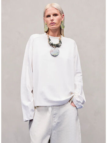 FELPA HEAVY LONG SLEEVE UNISEX, 0053 WHITE, small