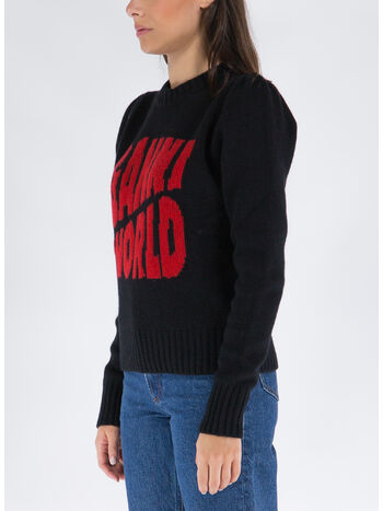 PULLOVER GRAPHIC GANNI WORLD, 099 BLACK, small