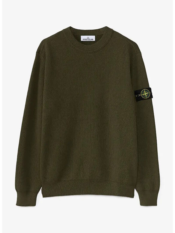 MAGLIONE RIBBED SOFT COTTON, V0M5G MILITARYGREENMELANGE, medium