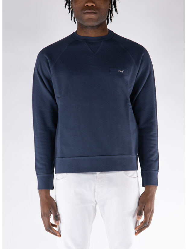 FELPA GIROCOLLO CON RICAMO, U811 BALTIC SCURO, large