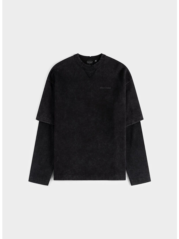 T-SHIRT LAYERED, BLACK, large
