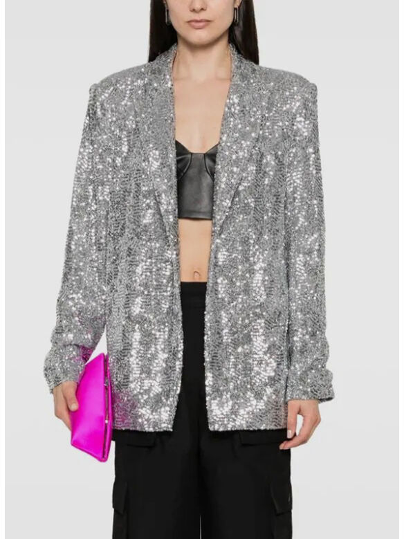 GIACCA SEQUINS OVERSIZED, SILVER, medium