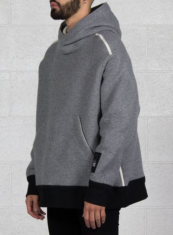 FELPA SPACER WOOL HOODIE, MGREYHEATHER/BLACK, small