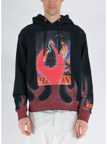 FELPA HERON TIMES FLAMES HOODIE, 1025 BLACK RED, small