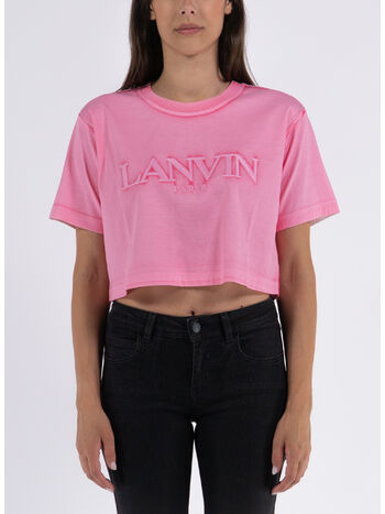 T-SHIRT OVERPRINTED CROPPED, 504 PEONY PINK, small