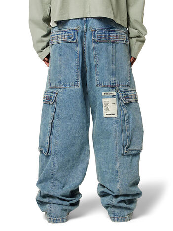 PANTALONE WIDE LEG CARGO B45 VINTAGE, D01-B22 INDIGO  DENIM VINTAGE, small