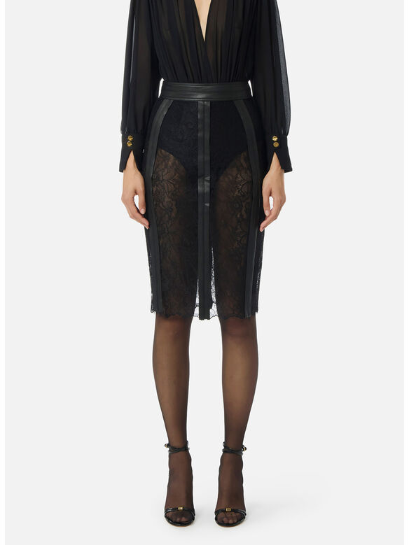GONNA IN PIZZO FLOREALE, 110 NERO, medium