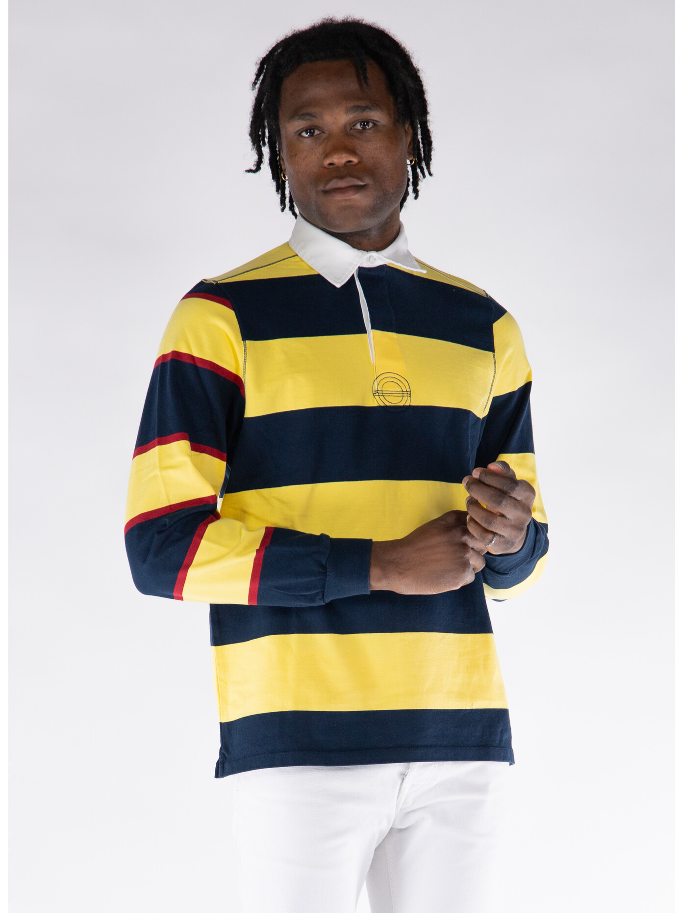 POP TRADING COMPANY POLO STRIPED LOGO RUGBY SWEAT | a476887