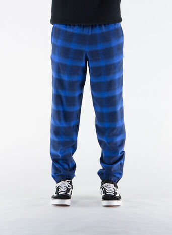 PANTALONE FLANEL CHECK JOGGING ZIP, BLUE/BLACK, small
