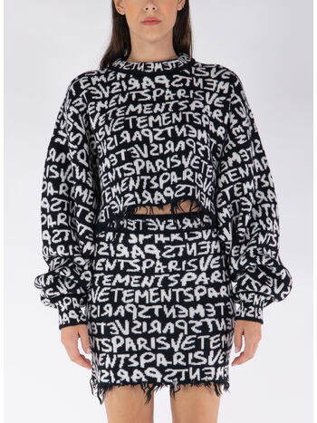MAGLIONE GRAFFITI MONOGRAM CROPPED, BLACK/WHITE, small