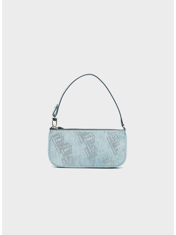 BORSA RACHEL DENIM STUD LEATHER, DNM DENIM, medium