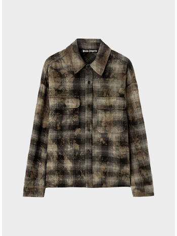 CAMICIA CURVED LOGO CHECK, 0903 GREY/OFF WHITE, small