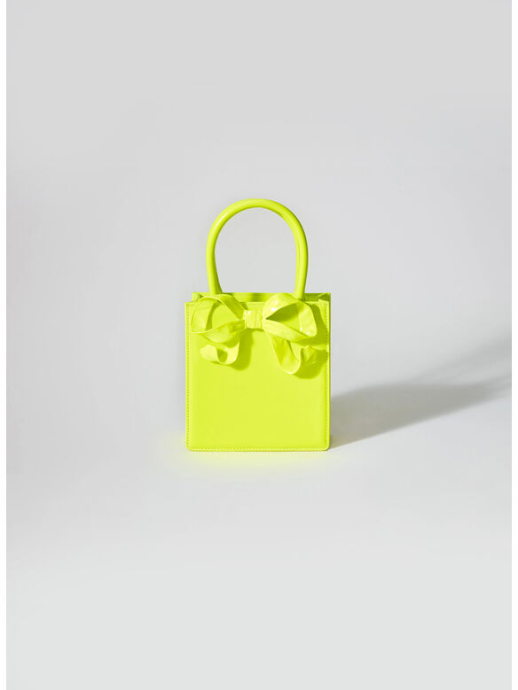 BORSA BOW MINI TOTE BAG, NEON YELLOW, medium