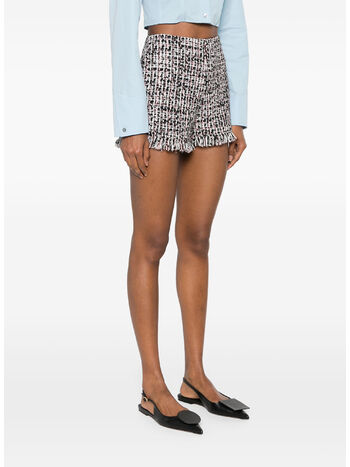 SHORTS FRINGED BOUCLE, BLACK, small
