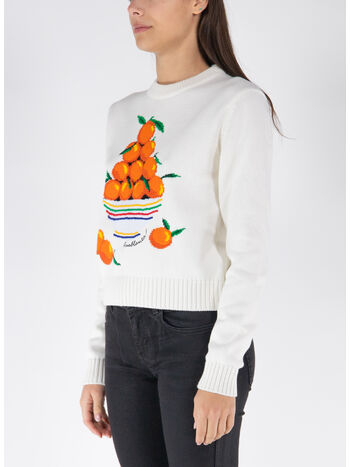MAGLIONE PYRAMIDE D'ORANGES INTARSIA JUMPER, WHITE, small