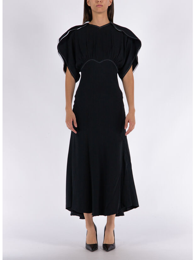 ABITO GATHERED DOLMAN MIDI, 1 BLACK, large