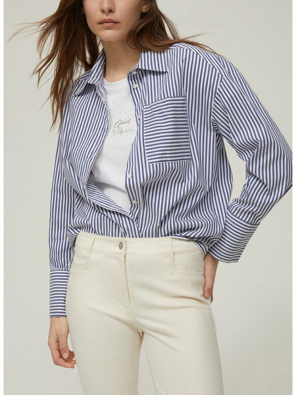 CAMICIA OVERSIZE IN POPELINE, 005 BASTONETTO, medium