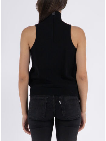 MAGLIONE SMANICATO A COSTINE CON COLLO ALTO, 002, small