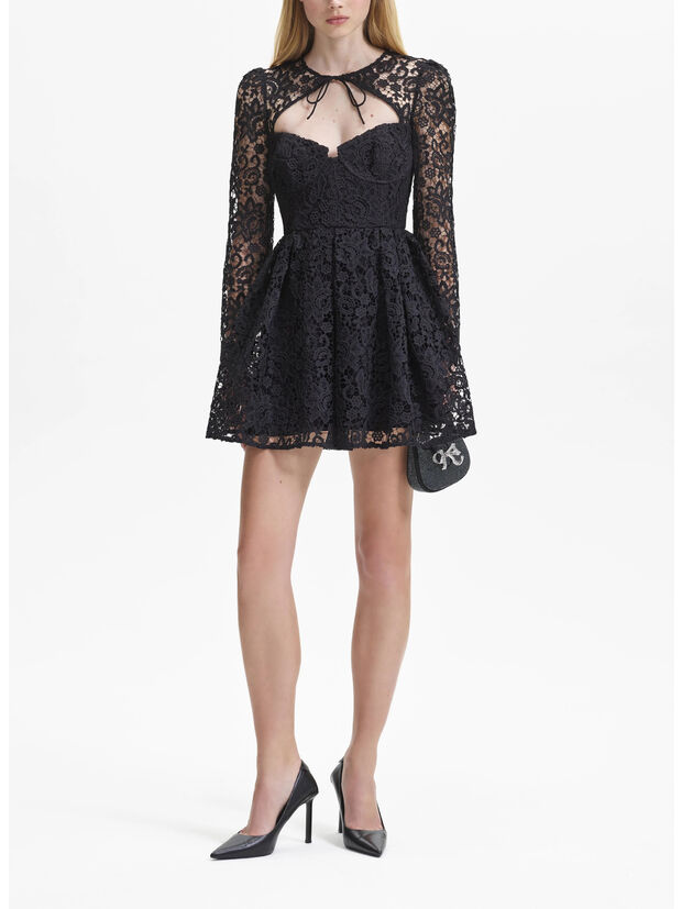 ABITO CORTO IN PIZZO, BLACK, large