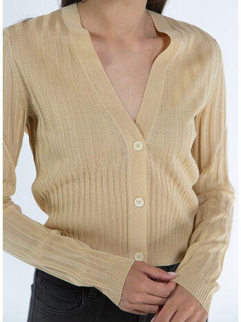 CARDIGAN LONG SLEEVE CROPPED V-NECK, 081 SAND, small