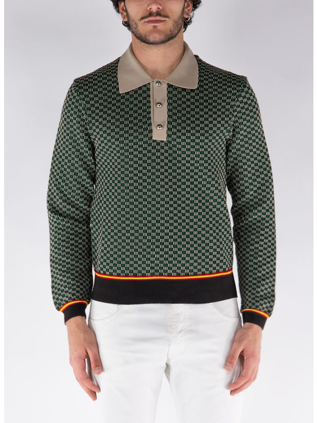 POLO IN MAGLIA VALLEY, 799 GREEN/BROWN/BEIGE, large