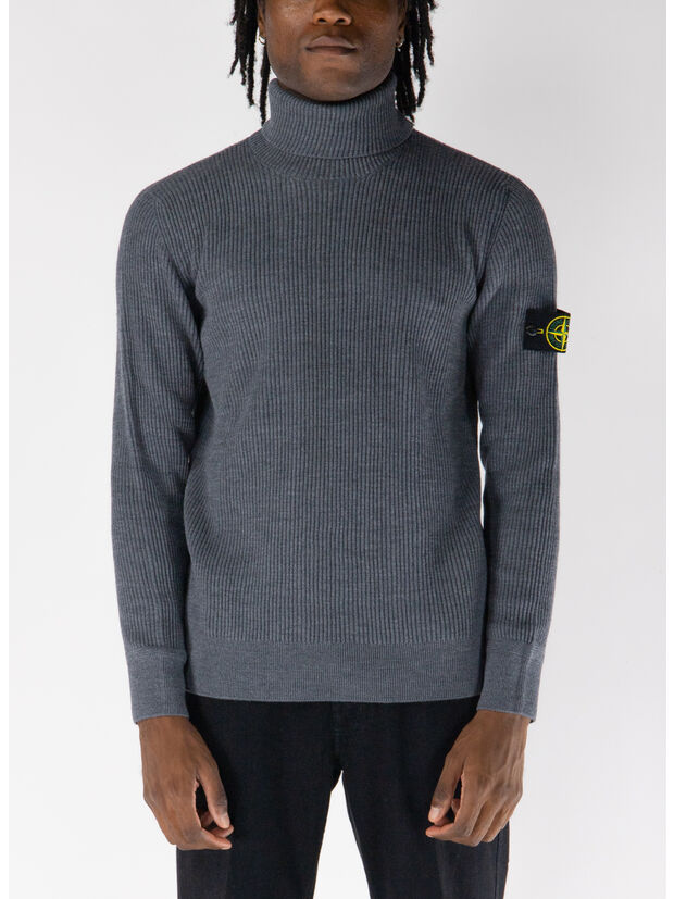 MAGLIONE DOLCEVITA FULL RIB RWS WOOL, V0M67 MELANGE DARK GREY, large